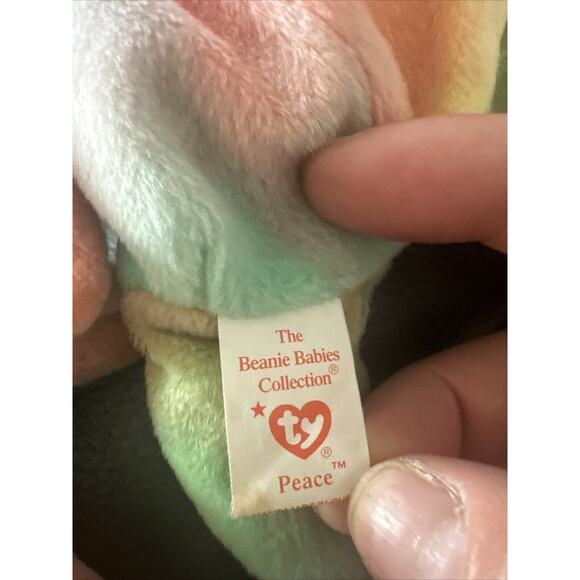 NEW TY Beanie Baby PEACE THE BEAR 1996 Rare Beanie Baby Toy Tie Dye 008421040537 - Picture 7 of 10